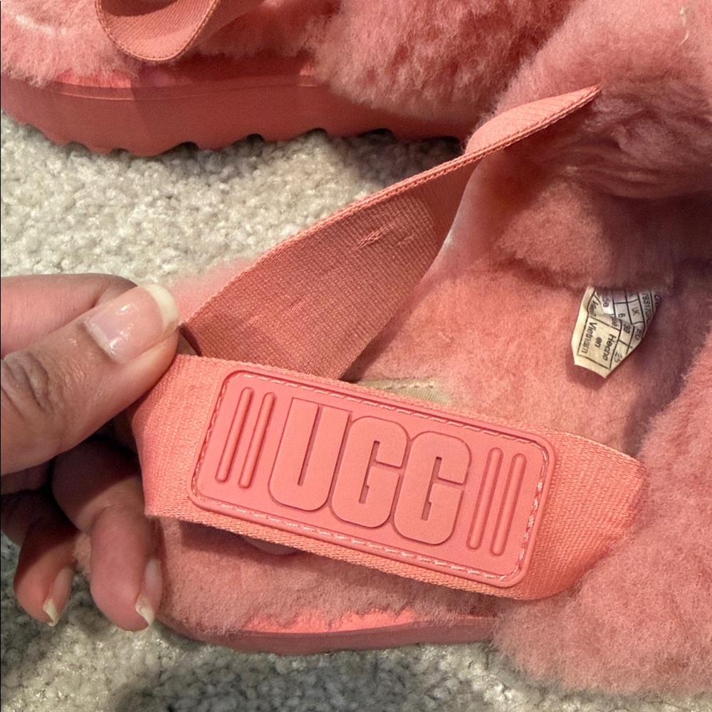 UGG Pink Fluffy Slippers - Picture 5 of 6